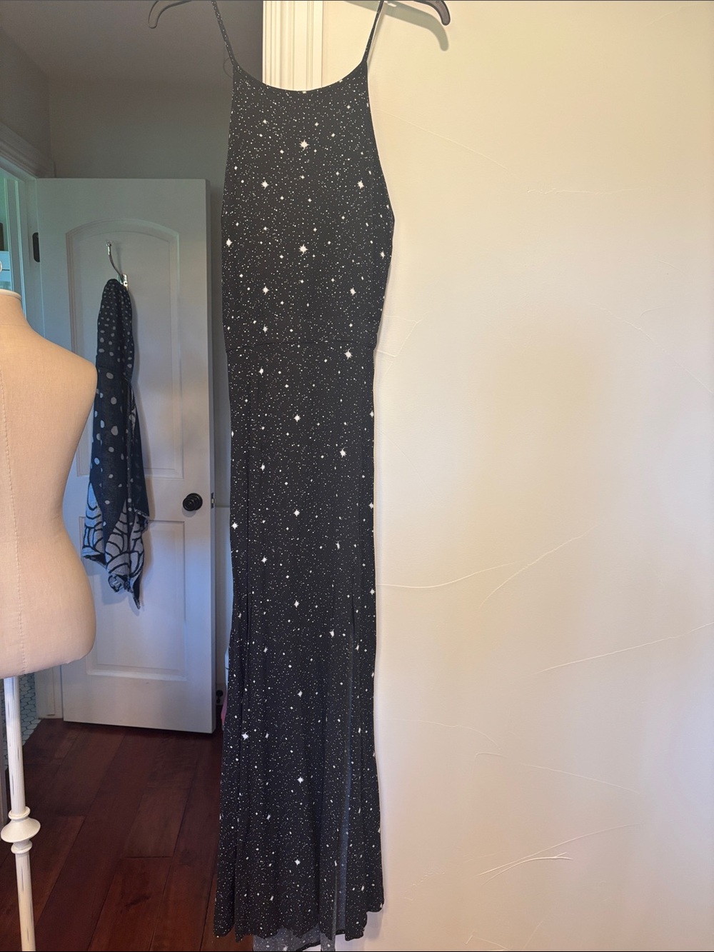 Leith Black and White Galaxy Maxi Slip Dress